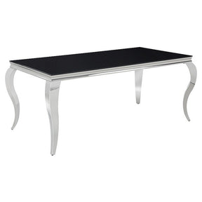 Masa PRINCE, sticla/metal, negru/crom, 150X90X75 cm