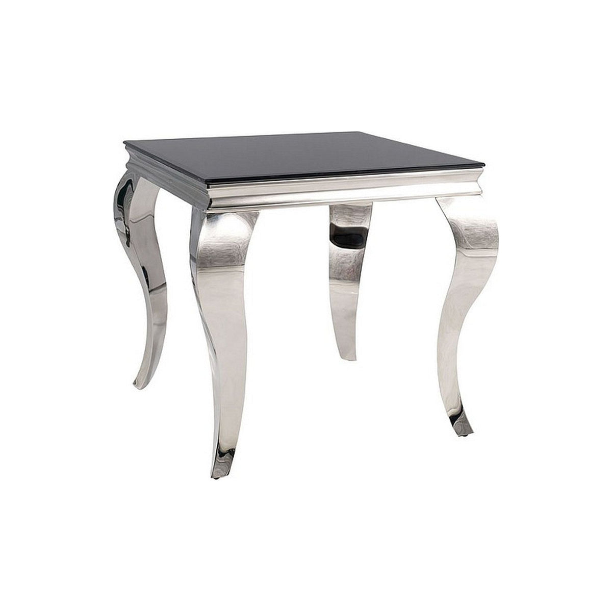 Masuta cafea PRINCE B, sticla/metal, negru/crom, 55X55 cm