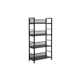 Etajera RAW R4, negru, PAL laminat/metal, 60x28x121 cm