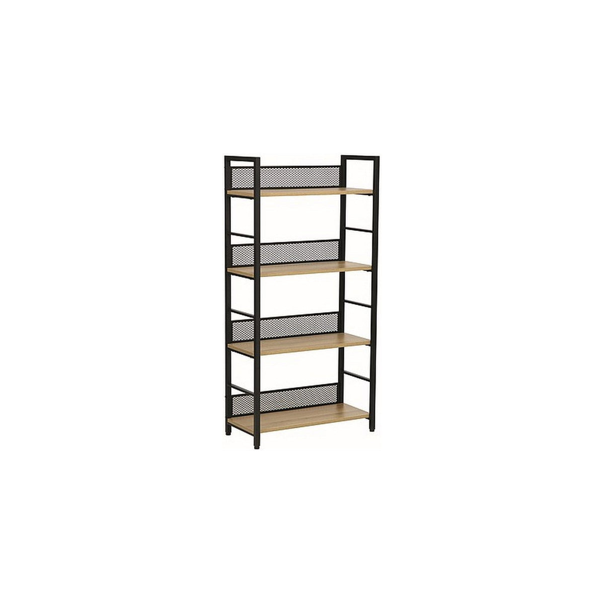 Biblioteca RAW R4, PAL/metal, stejar/negru mat, 60x28x121 cm