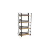 Biblioteca RAW R4, PAL/metal, stejar/negru mat, 60x28x121 cm