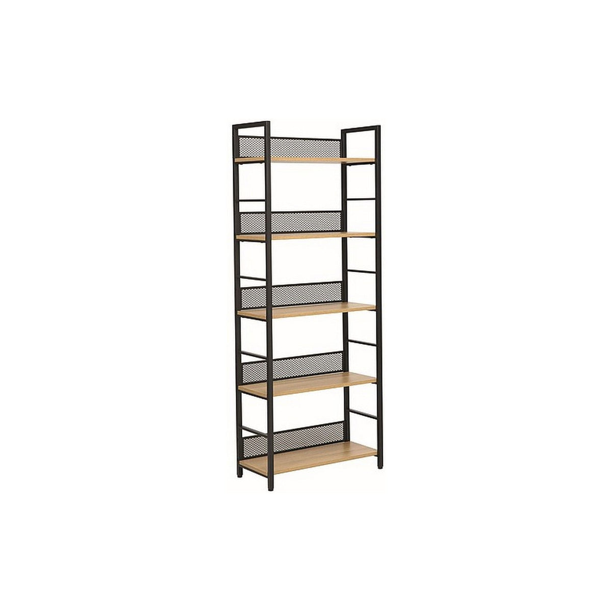 Biblioteca RAW R5, PAL/metal, stejar/negru mat, 60x28x154 cm