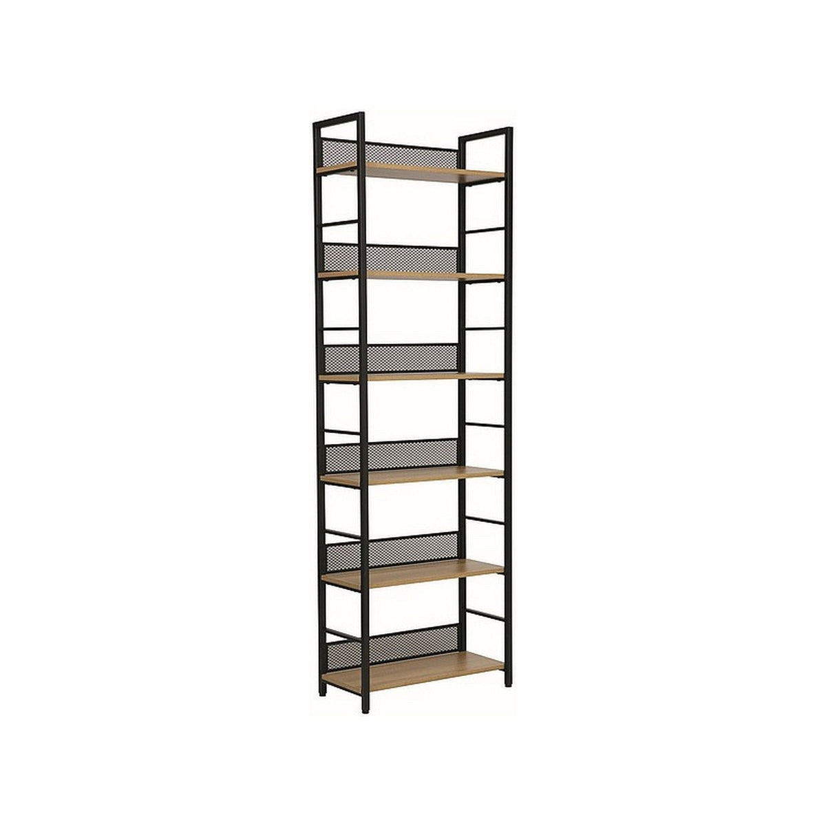 Biblioteca RAW R6, PAL/metal, stejar/negru mat, 60x28x187 cm