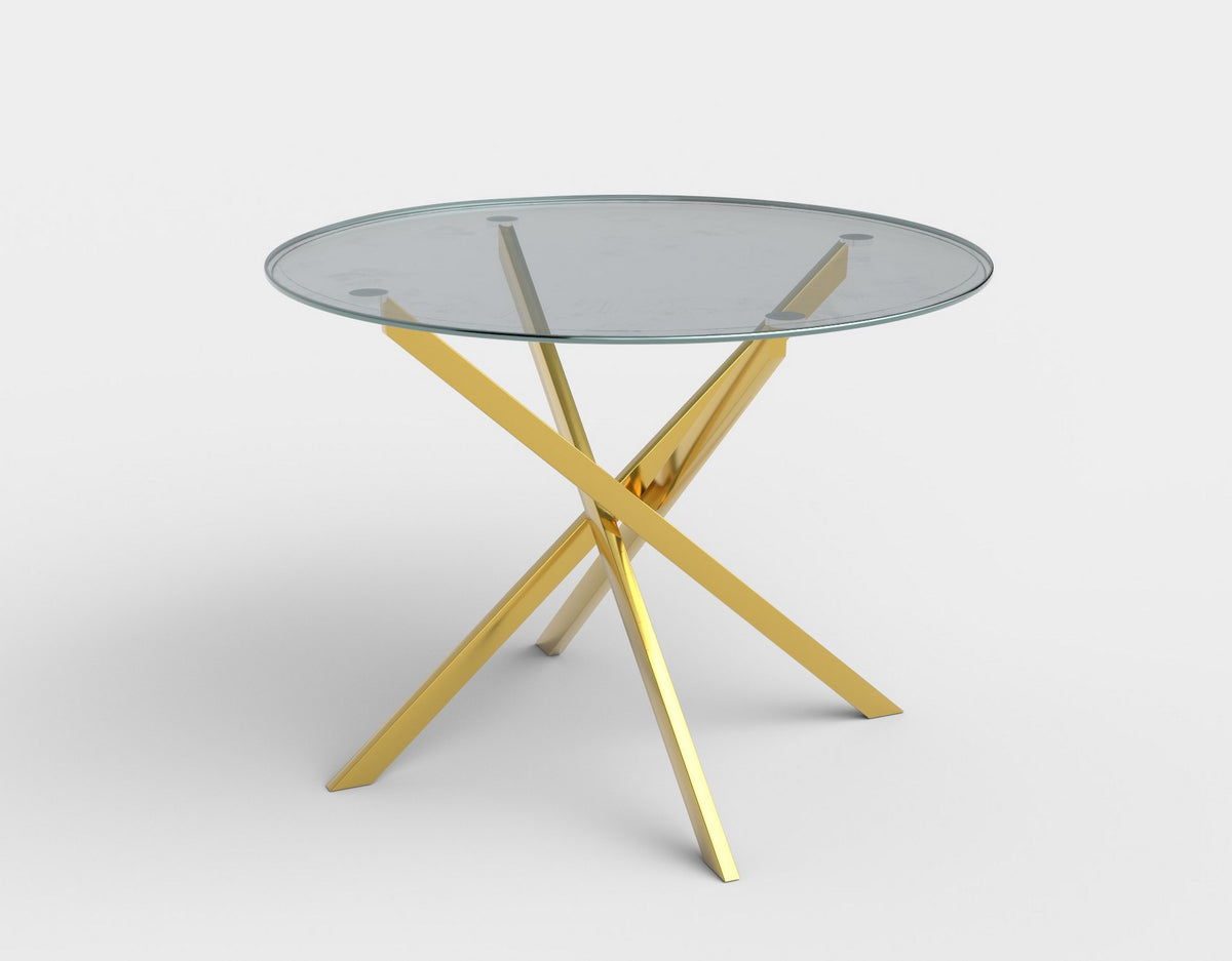 Masa living rotunda din sticla Raymond auriu, Ø100XH73 CM