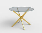 Masa living rotunda din sticla Raymond auriu, Ø100XH73 CM