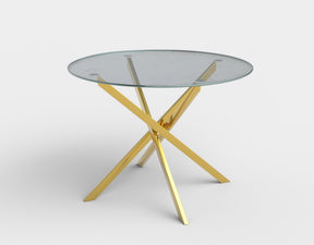 Masa living rotunda din sticla Raymond auriu, Ø100XH73 CM