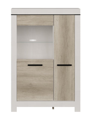 Vitrina BELEN 4, pin alb/stejar, PAL/sticla, 100x39x148 cm