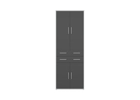 Dulap KABI 10, gri/cenusiu, PAL, cu 4 usi si 2 sertare, 79x35x221 cm