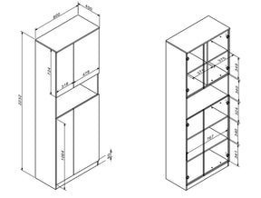 Dulap OFFICE NEW, stejar sonoma/gri antracit, PAL, cu 4 usi, 80x41x224 cm