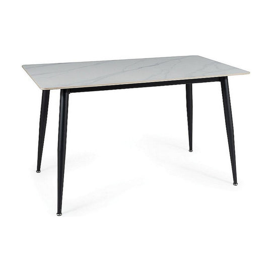 Masa RION, ceramica/metal, alb/negru mat, 130x70X76 cm