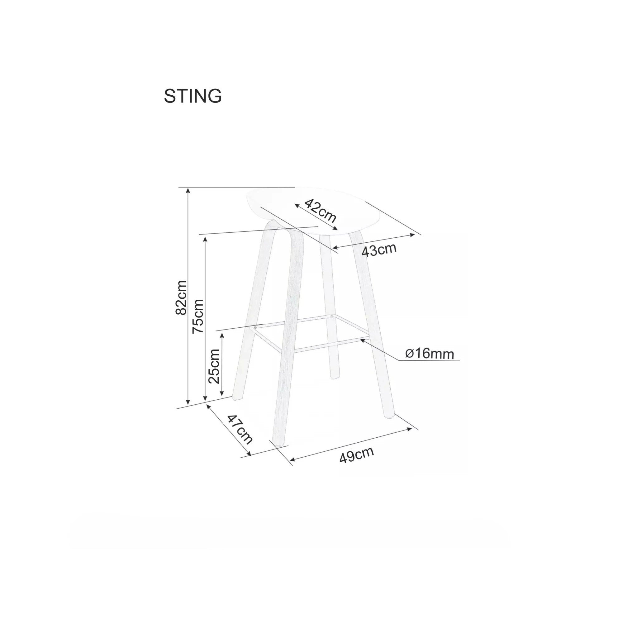 Scaun bar DETROIT OCN-38968, alb/stejar