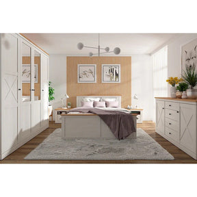 Noptiera FRIJA, alb pin andersen/stejar artizanal,  58X43.5X48 cm