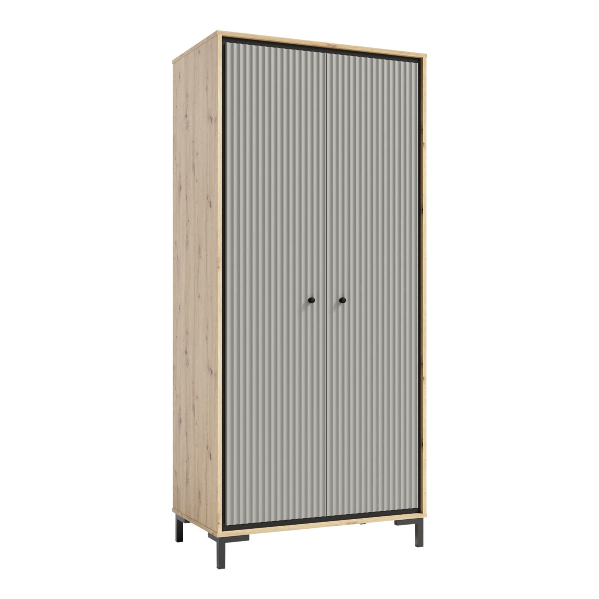 Dulap PARII PA01, stejar artisan/gri, PAL laminat, 89x54x196 cm