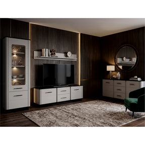 Vitrina living SANTO SA2, casmir/negru, PAL laminat, 64x41x194 cm