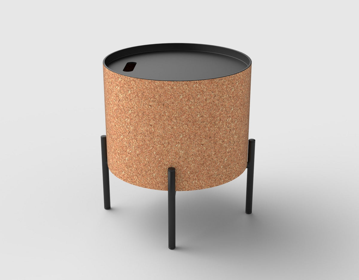 Masuta de cafea Sasha, stejar natural/negru, spatiu pentru depozitare, 38x43 cm