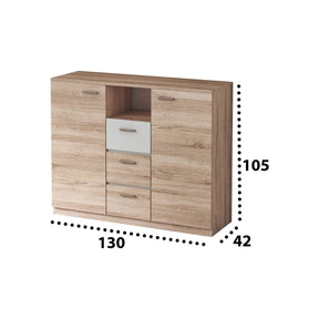 Comoda EFFECT, stejar sonoma/alb andersen, PAL, 130x42x105 cm