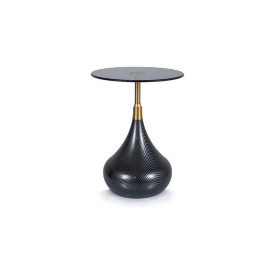 Masuta TAURUS, negru/auriu, sticla/metal, 40x40x54 cm