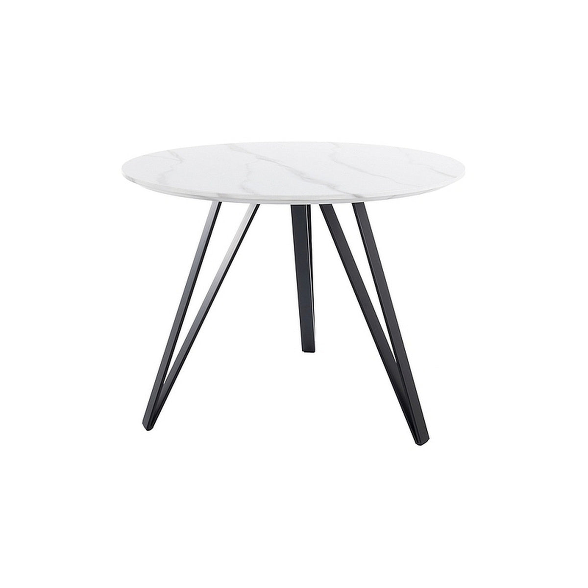 Masa TETIS, alb/negru, furnir/metal, 100x100x76 cm