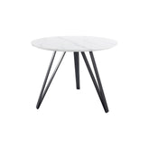 Masa TETIS, alb/negru, furnir/metal, 100x100x76 cm