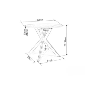 Masa DETROIT OCN-39391, alb/negru mat