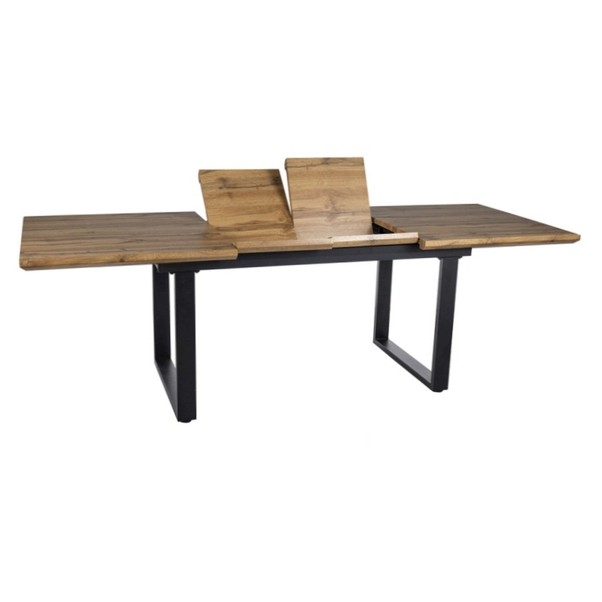 Masa extensibila UMBERTO II, stejar/negru, furnir/metal, 160/240x90x76 cm