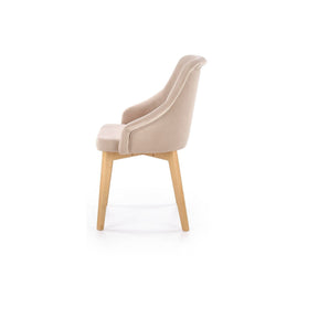 Scaun tapitat Toledo, bej deschis/stejar miere, stofa clasica/lemn de fag, 51X55X82 CM