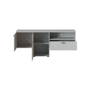 Comoda TV VERO, alb/stejar, PAL laminat, 160x40x69 cm