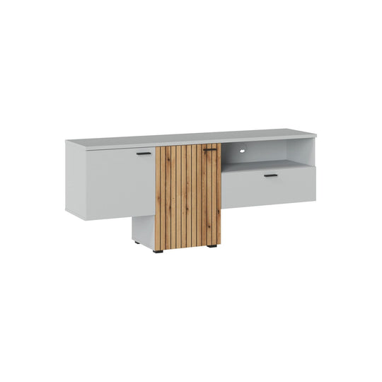 Comoda TV VERO, alb/stejar, PAL laminat, 160x40x69 cm