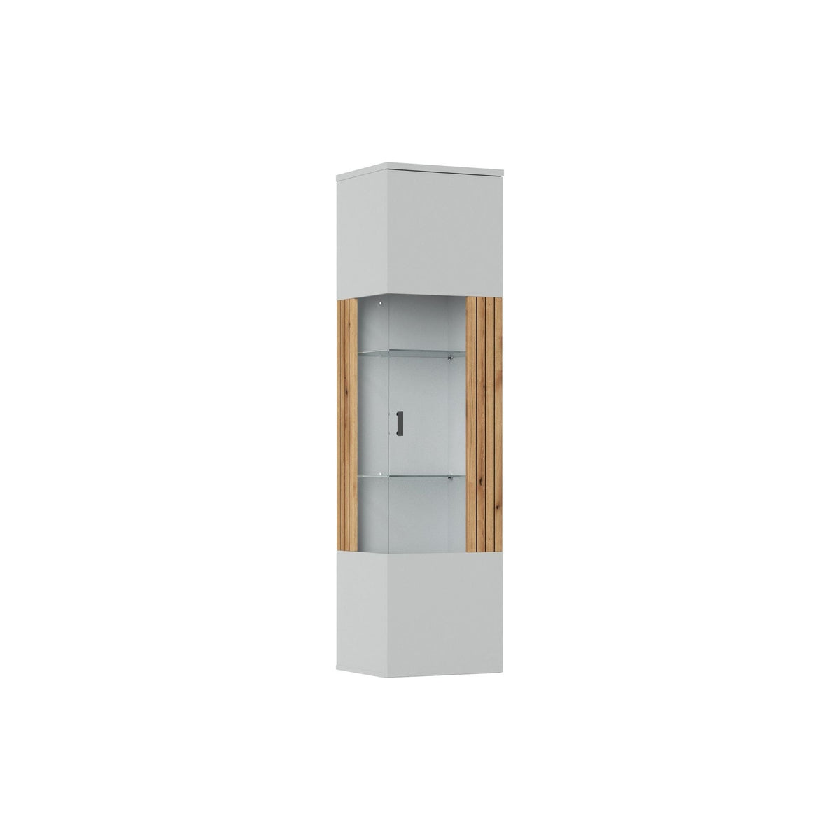 Vitrina VERO V01P, alb/stejar, PAL laminat/sticla, 45x40x174 cm