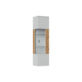 Vitrina VERO V01P, alb/stejar, PAL laminat/sticla, 45x40x174 cm