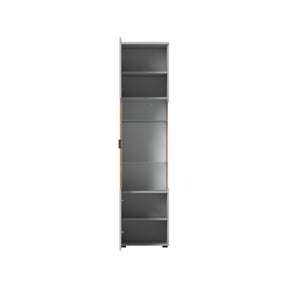 Vitrina VERO V02L, alb/stejar, PAL laminat/sticla, 50x40x208 cm