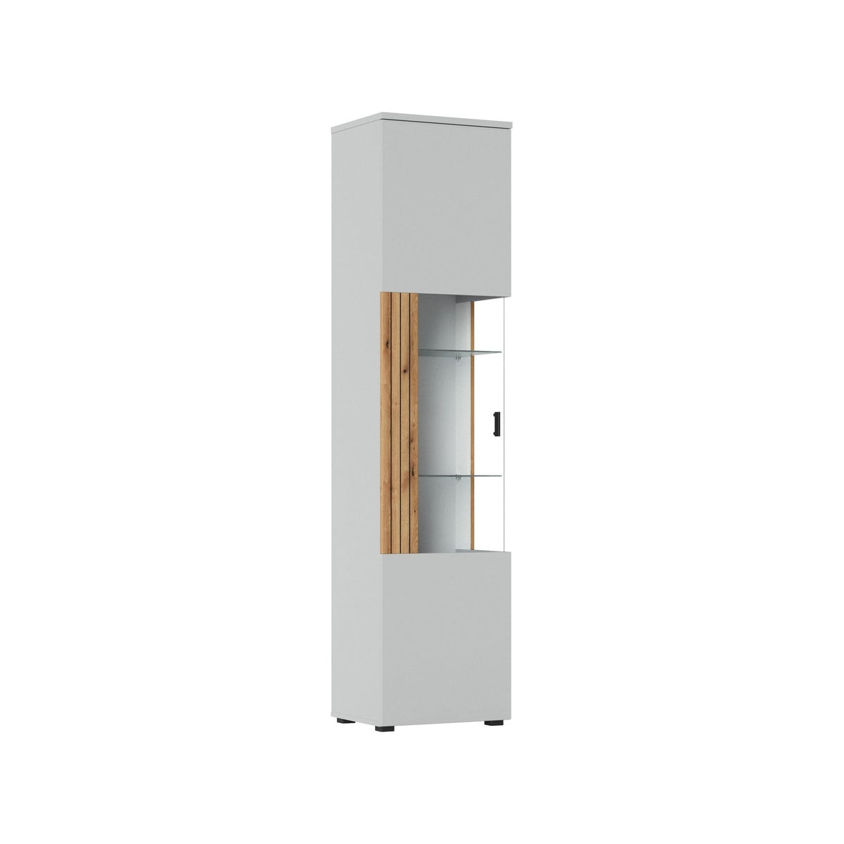 Vitrina VERO V02L, alb/stejar, PAL laminat/sticla, 50x40x208 cm