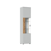 Vitrina VERO V02L, alb/stejar, PAL laminat/sticla, 50x40x208 cm