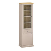 Vitrina IDELLO, taupe/stejar, PAL laminat, cu iluminare LED, 60x38x204 cm
