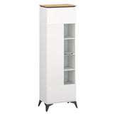 Vitrina VELUTTO, alb/stejar, PAL, cu iluminare LED, 67x44x203 cm