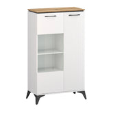 Vitrina VELUTTO, alb/stejar, PAL, cu iluminare LED, 86x44x142 cm