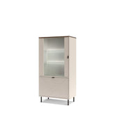 Vitrina living EVO, casmir, PAL laminat, cu iluminare LED, 69x40x136 cm