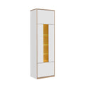 Vitrina pentru living COMPLEX, PAL laminat/sticlă, gri cubanit/stejar, 60.2×40×195.8 cm