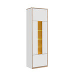 Vitrina pentru living COMPLEX, PAL laminat/sticlă, gri cubanit/stejar, 60.2×40×195.8 cm