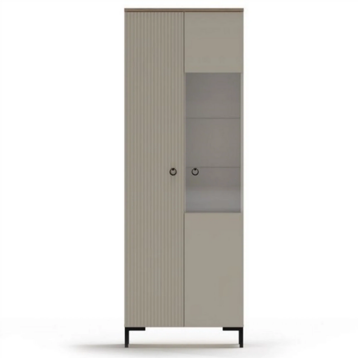 Vitrina pentru living DOMINICA, grej/stejar, PAL laminat, 70x41x199 cm