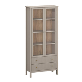 Vitrina pentru living KLEO, taupe, PAL laminat, cu iluminare LED, 90x37x201 cm