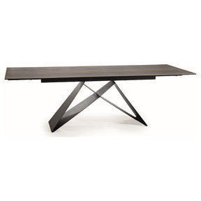 Masa extensibila WESTIN CERAMIC, sticla securizata/ceramica, maro/negru mat, 160-240x90x77 cm