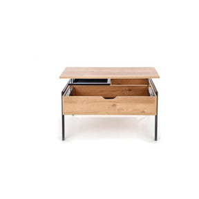 Masuta de cafea PODIUM, stejar natural/negru furniruit, cu spatiu depozitare, 85x80x43 cm