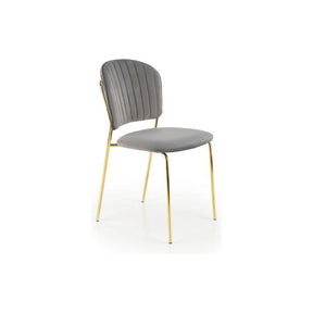 Scaun tapitat K499, gri/auriu, stofa catifelata, 47x56x85 cm