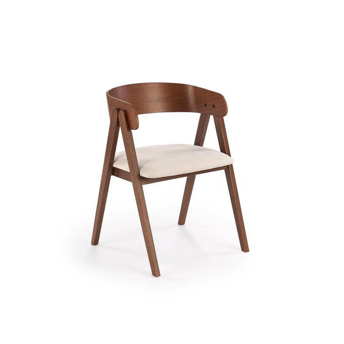 Scaun K562, nuc/bej deschis, lemn/placaj/stofa, 55x49x75 cm