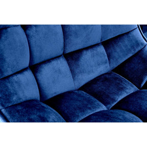 Scaun de bar H95, albastru/negru, stofa catifelata, 43x44x84 cm
