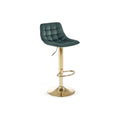 Scaun de bar H120, verde/auriu, stofa catifelata, 43x44x84 cm
