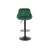 Scaun bar H101, verde/negru, stofa catifelata/metal, 47x45x106 cm