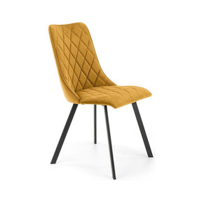 Scaun tapitat K450, galben, stofa catifelata, 44x58x85 cm