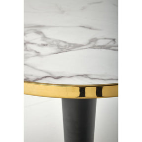 Masa rotunda MORATA, alb/auriu, ceramica, 79x74 cm